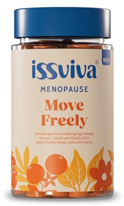 Issviva Menopause Joint & Bone Support Gummies | Vegan Orange Flavour | Turmeric + Black Pepper + Calcium + Vitamin D3 | Anti-Inflammatory Relief for Women | 60 Gummies