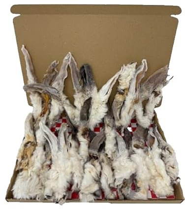 Natural Furry Rabbit Ears For Dogs, Natural De-Wormer, 100% Natural Dog Treat 30 Pieces