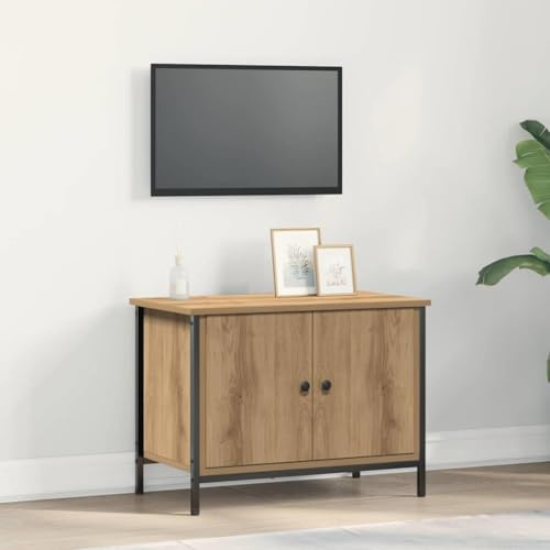 Owoxanthellate Mobile per TV, 60 x 35 x 45 cm, in legno di quercia artisana, design moderno e opaco, robusta soluzione di archiviazione per piccolo soggiorno, ufficio, corridoio