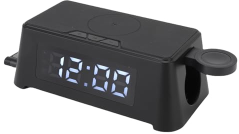LUCKDANO 6 in 1 in 1 Wireless Charger with Alarm Clock - Phone, Headphone & Watch Wireless Charging Station with Time & Temperature Display, Fast Charging Functionality