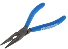 GEDORE Flachrundzange, lange Backen, gezahnt, gerade, induktiv gehärtet, Antirutsch-Griff, Länge 140 mm, 8132-140 TL