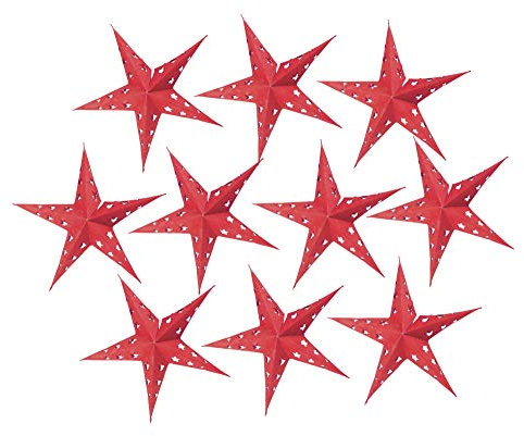GURU SHOP 10 STK. Papier Ministern für Lichterkette 20 cm, Faltbar - Rot, Papiersterne 20 cm für Lichterketten