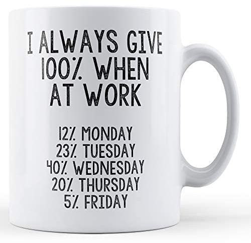 Finger prints - Always Give 100% at Work - Printed Mug, Ceramic, 11fl.oz.