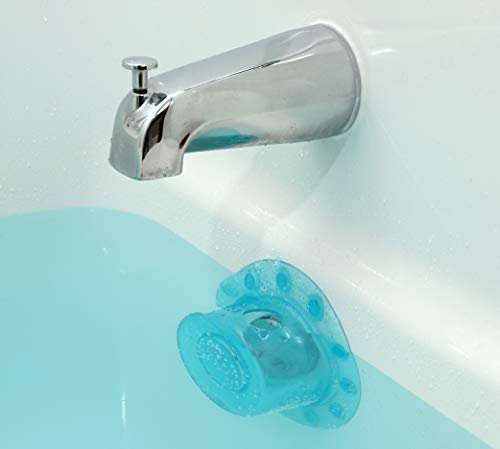 SlipX Solutions Bottomless Bath Overflow Drain Cover Adds Inches of Water to Tub for Warmer, Deeper Bath (Aqua, 4 Diameter)