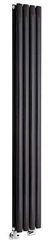 Milano Aruba Black Vertical Double Oval Panel Radiator - 1600mm x 236mm