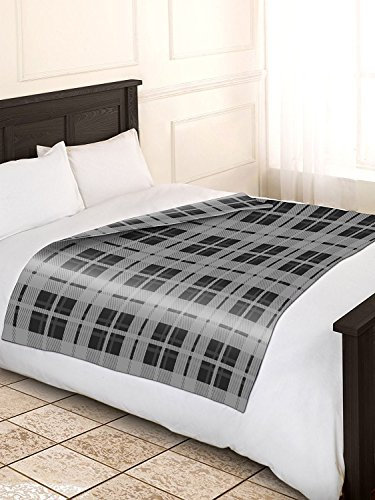 Adore Home Un Jeté Doux et Chaud 120x150cm / 150x200cm Imprimé en Laine Polaire pour Couverture Canapé lit pour Voiture de Voyage - 150x200cm, Carreaux Gris
