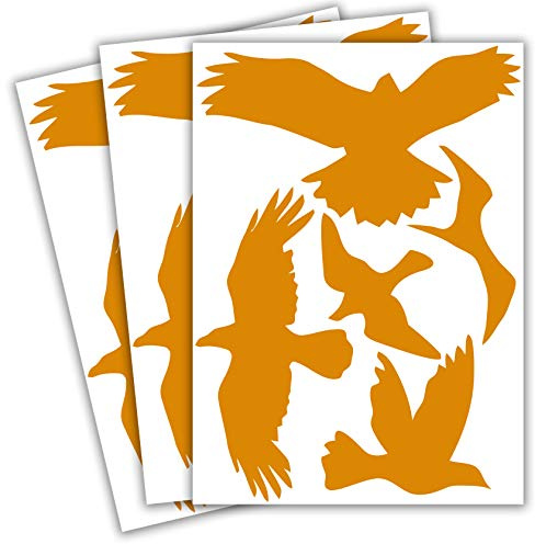 Vogelschutz und Fensterschutz - 15 Aufkleber - Schutz vor Vogelschlag - Sticker Vögel (Orange)