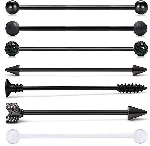 VCMART 14G Industrial Barbell Edelstahl Ohr Knorpel Helix-Conch Ohrring Piercing Schmuck 38 mm 1 % 1/2 Zoll Industrieller Piercing-Schmuck, Metall
