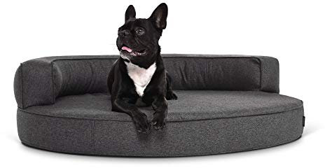 Mypado Hundebett Atlanta Silverline Liegefläche Schaumstoffflocken-Polyesterwatte-Mix (110 x 90, anthrazit)