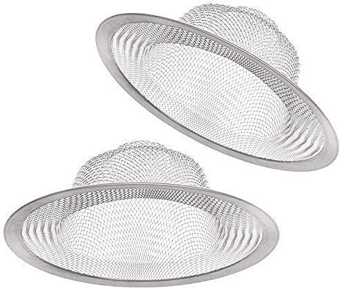 2 PCS Stainless Steel Sink Strainer 11.3CM Diameter, Mesh Metal Drain Strainer, Fine Mesh Kitchen Sink Strainer, Hair Basket Drain - Fits Most Kitchen Sink, Bathroom Bathtub, Shower Drains