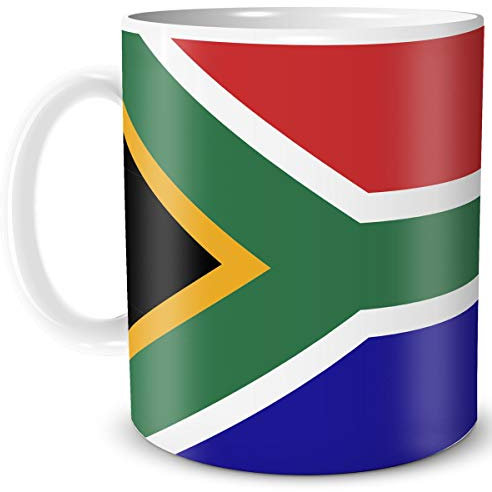 TRIOSK Tasse Flagge Südafrika Länder Flaggen Geschenk Afrika Souvenir South Africa für Reiselustige Frauen Männer Arbeit Büro Weltenbummler