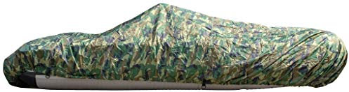 Stylische Bootspersenning 200D für Schlauchboote | Größe 370 bis 420cm x 420cm | wasserdichte camo Bootsplane mit Seil und Aufbewahrungstasche | Schutz vor Umwelteinflüssen dank PVC-Beschichtung