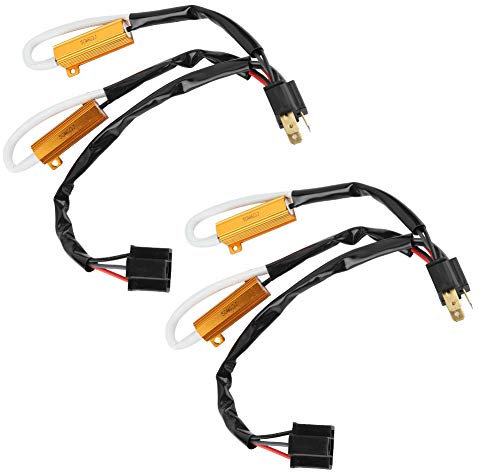 2 Piezas Resistencia de Carga de Decodificador LED Decodificador de Resistencia de Carga de Arnés de Cableado Libre de Error de Parpadeo de Faros de Coche para 12 V H4