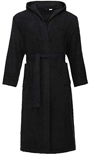 Ladeheid Herren Frottee Bademantel aus 100% Baumwolle LA40-192 (Schwarz-30, M)