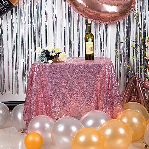 JYFLZQ Nappe à paillettes rose 127 x 127 cm - Petite nappe carrée scintillante pour mariage, fête d'anniversaire, fête prénatale