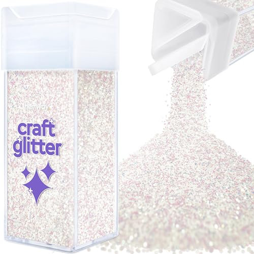 Hemway Premium Craft Glitter Shaker - Mother of Pearl Iridescent | 130g Fine Metallic Flake Sequins for Resin & Epoxy Crafts | Craft Supplies for Festival, Tumblers, Body, Face, Eye & Nail Art