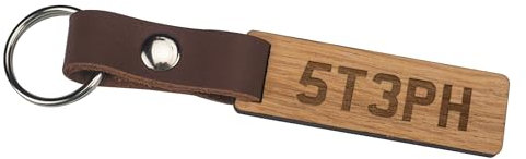 Personalised Number Plate Keyring - First Car Gifts for Men Women - New Driver Gifts - Engraved Wooden and Leather Rectangle Key Chain Ring