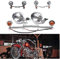 1 Motorrad Scheinwerfer Retro mit Blinker einstellen Motorrad Nebelscheinwerfer Zusatzleuchte Roller Motor Refit Scheinwerfer (Schwarz)