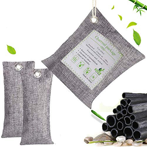 Taylor & Brown Natural Air Purifying Bag, Reusable Bamboo Activated Charcoal Freshener for Car, Closet, Kitchen Odor Absorber, Air Dehumidifier, Mold Remover, Deodorizer, Purifier Bags(200g, 2x75g)