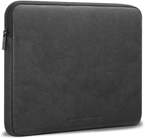 Woodcessories Laptophülle 15-16 Zoll Rundumschutz | Nachhaltige Laptoptasche wasserabweisend, Notebookhülle schwarz | Stoßfeste Schutzhülle - aus strapazierfähigem Kraftpapier