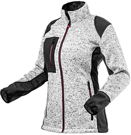 NEO TOOLS Giacca da lavoro da donna effetto maglia, 100% poliestere, taglie S-XXL, in pile caldo con inserti in tessuto softshell, chiusura lampo, 3 tasche con zip mélange XL