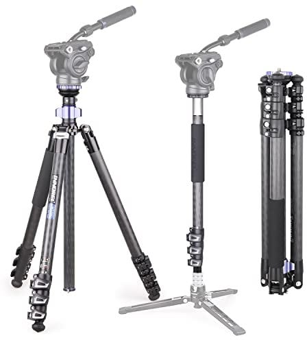 INNOREL 72 inches 10 Layers Carbon Fiber Video Tripod Kit, MT70C Professional Tripods Convertible to Monopod for DSLR, Camera, Video, Camcorder