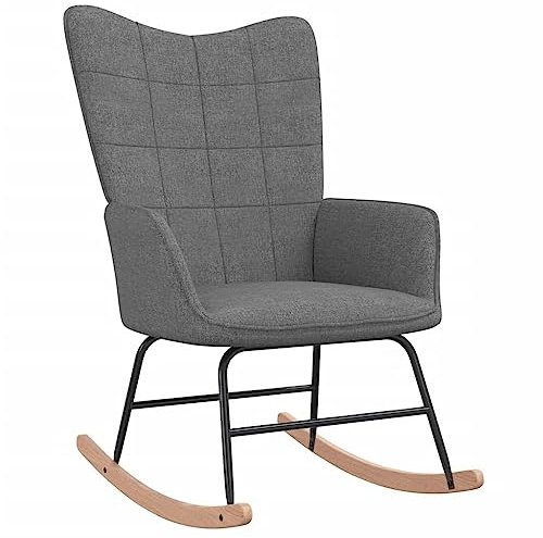 vidaXL Schaukelstuhl, Sessel Schwingstuhl mit Armlehne, Schaukelsessel Relaxstuhl mit StahlBeinen, Relaxsessel Schwingsessel Wohnzimmer, Modern, Dunkelgrau Stoff