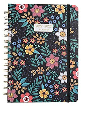 JKXWX Notizbuch Blumenmuster Zeitplan Notebook Daily Plan Jahr Kalender A5 Spule Notebook English Book Time Management Agenda, 10 NotizbüCher