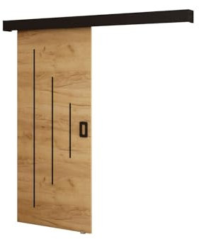 KRYSPOL Schiebetürsystem BENI Y Komplett-Set für Schiebetüren, Trennwände Innentüren (Eiche Kraft Gold)