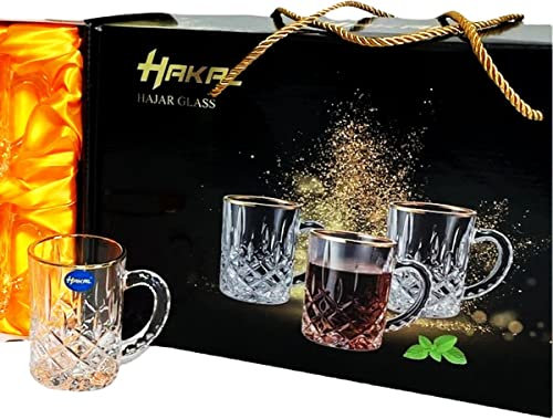 Glas Gold Rand mit Henkel - 6er Set