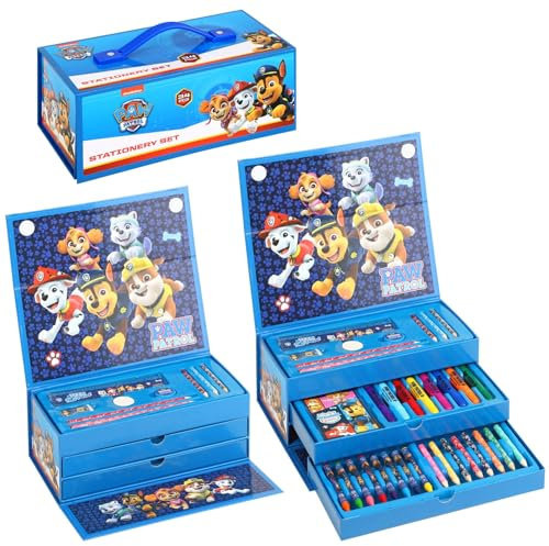 Paw Patrol Lot de 34 fournitures de coloriage pour enfants avec feutres aquarelles, crayons et crayons de voyage pour enfants
