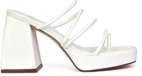 ESSEX GLAM Womens Block Heel Sandals Ladies Strappy Square Toepost Slip On Platform Shoes Size 3-8