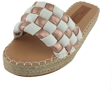 Linea Scarpa Bequeme und leichte Damen-Clogs mit trendiger Bastsohle Freizeitschuhe Pienza mit weicher Innensohle: Farbe: Rosegold | Größe: 39