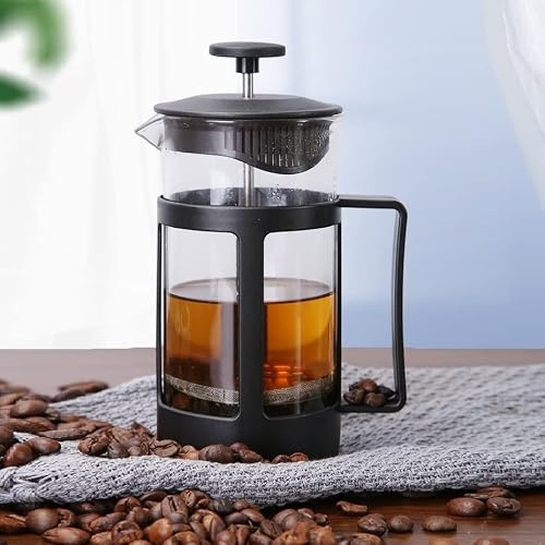 EdirFtra Französisch Presse Kaffeemaschine, Kaffee-Tee-Maschine, kleine Tee-Presse, hitzebeständige Borosilikatglas Krug, Tee-Maker Cafetiere,350ml