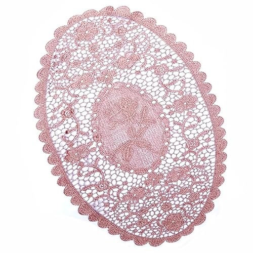 4 Stück Spitze Gestickte Tischläufer, Hohle Spitze Tischläufer Untersetzer Häkeln bestickte Tischläufer Spitzendeckchen Platzdeckchen für Küche,Esszimmer,Party,Hochzeit Dekoration Tee -75 * 38cm,Rosa