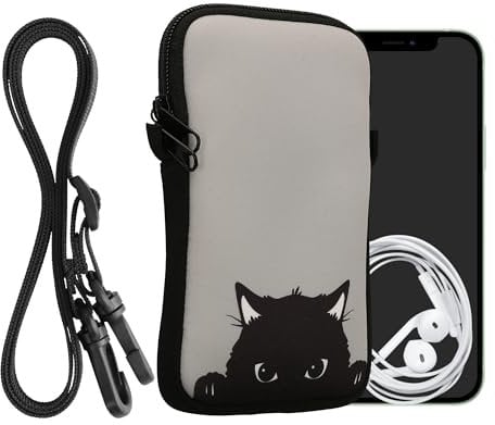 kwmobile Custodia in Neoprene con Zip per Smartphone - Portacellulare a Tracolla - Porta Cellulare da Collo Universale - Cover Borsa Telefono
