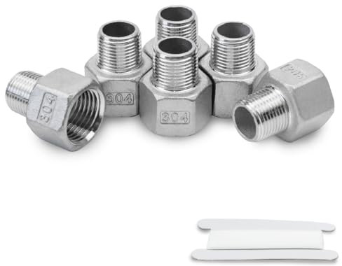 Bwintech 6 pièces 1/4 mâle à 1/2 femelle BSP filetage en Acier inoxydable 304 douille hexagonale connecteur de réduction pour la Conversion de raccordement de tuyau