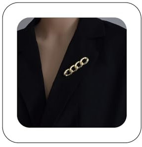 Cimenexe Broche de chaîne gourmette vintage dorée, broche de chaîne cubaine en métal épais, broche rétro remplie de chaîne de bordure, épingle de mariage, épingle de banquet, épingles de badge