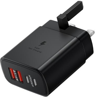 USB Plug Fast Charger, 40W USB C Charger Plug 4-Port Type C Charging Head, UK Multi Charger Plug for iPhone 15 14 13 12 11 Pro Max XS XR 8, Samsung, iPad, USBC Power Adaptor Multiport Mains Wall Plug