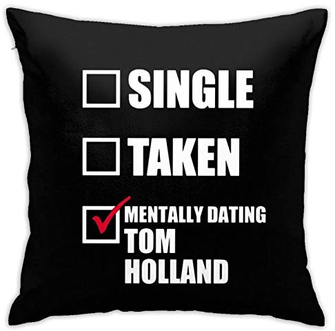Mentally Dating Tom Holl-and Samt-Kissenbezug, gemütlich, quadratisch, Heimdekoration, für Bett, Couch, Sofa, Wohnzimmer, 45,7 x 45,7 cm, Schwarz