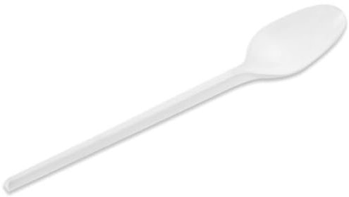 Acan Tradineur - 5 Paquetes de 20 cucharas Blancas Reutilizables, plástico, reciclables, Extra Resistentes, higiénicas, apilables, aptas para lavavajillas - 16,5 cm - Total 100 uds