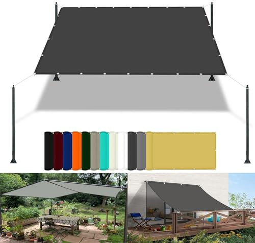 Vele Ombreggianti Rettangolare 1.1 x 5 m Impermeabile Balcone Recinzione con Occhielli Protezione Raggi UV HDPE Tenda Parasole per Piscina Domestico, Grigio Scuro
