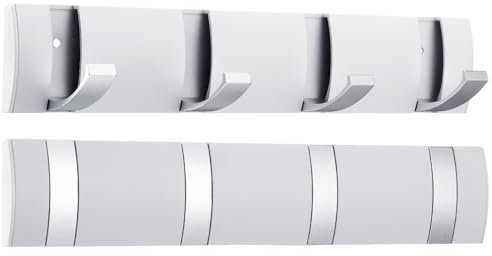 Wesiti Lot de 2 porte-manteaux muraux en aluminium, crochets muraux flottants pliants avec 4 crochets rétractables, pour économiser de l'espace pour entrée, salle de bain, salon, chambre à coucher,