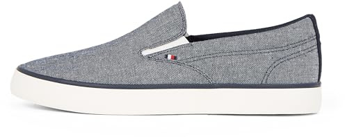 Tommy Hilfiger Herren Vulcanized Sneaker Low Slip On zum Reinschlüpfen, Blau (Desert Sky), 42