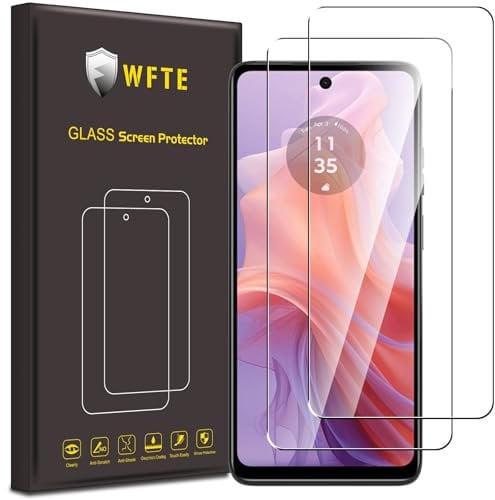 WFTE [Lot de 2 Verre Trempé pour Motorola Moto E14/G04/G04S, 0,26mm Film de Protection D'écran avec Haute Transparence à 99%, Anti-Trace Protecteur avec Dureté 9H Glass