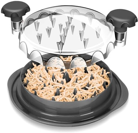 Trituradora de Pollo Transparente Multiusos – Picadora de Carne Manual con Tapa Visible, Base Antideslizante y Asas Ergonómicas para Pollo, Cerdo, Res y Verduras