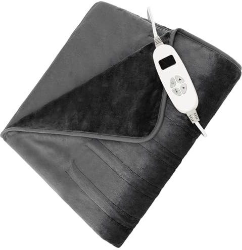 HOMFME Electric Heated Throw Blanket, Machine Washable Heated Blanket with 10 Heating Levels, 9 Hours Auto Off and Overheat Protection, Luxury Electric Throw Overblanket (Grey, 180 x 131cm)