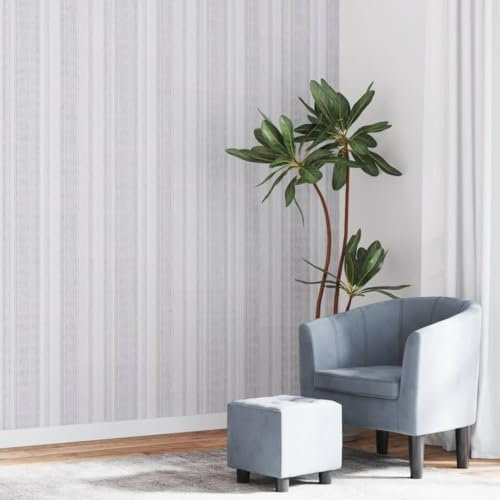 INLIFE Papier Peint 3D Motif de Rayures Gris 10x0,53 m Non tissé Maison,Jardin,Décorations,Papiers Peints Gris 0.93KG