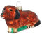 Christbaumschmuck Glas 9cm - Dackel Figur zum Aufhängen - handbemalt - Weihnachtsbaum Anhänger für Weihnachten - Christbaumanhänger & Weihnachtsbaumschmuck - Tiere Hund Braun