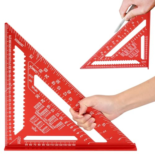 Zythrem Speed Square 12Inch Rafter Square Metric Carpenters Square Aluminum | Carpenters Roofing Square Builders Framing Square Triangle Ruler Protractor for Woodworking Angle Measuring Marking